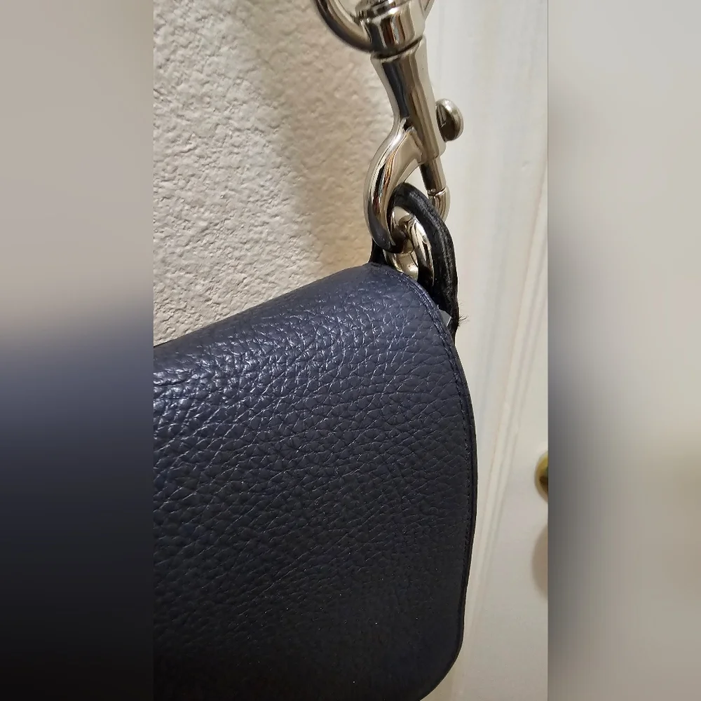 Coach Carriage Navy Blue Pebbled Grain Leather Messenger and Wallet Set EUC - Picture 5 of 16